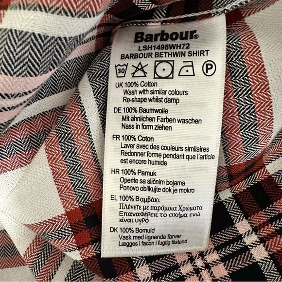 Barbour Plaid Bethwin Long Sleeve Top NWT Sz 8 - Picture 3 of 6
